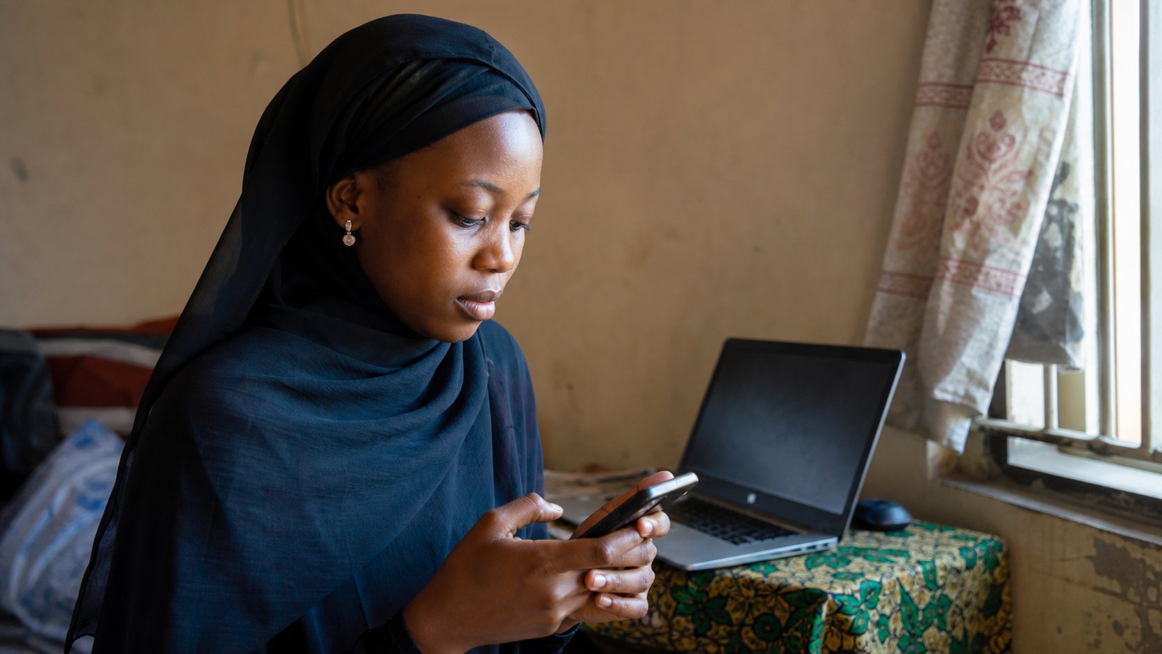 A learner pausing at a permission prompt on a phone.